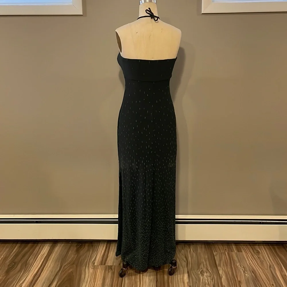Beaded strapless halter dark green cocktail dress - handmade, beautiful! - Picture 5 of 8
